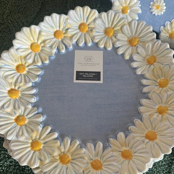 The Farmhouse by Rachel Ashwell Sunflower 🌻Serving Tray Plates Melamine Blue NEW - Picture 3 of 11